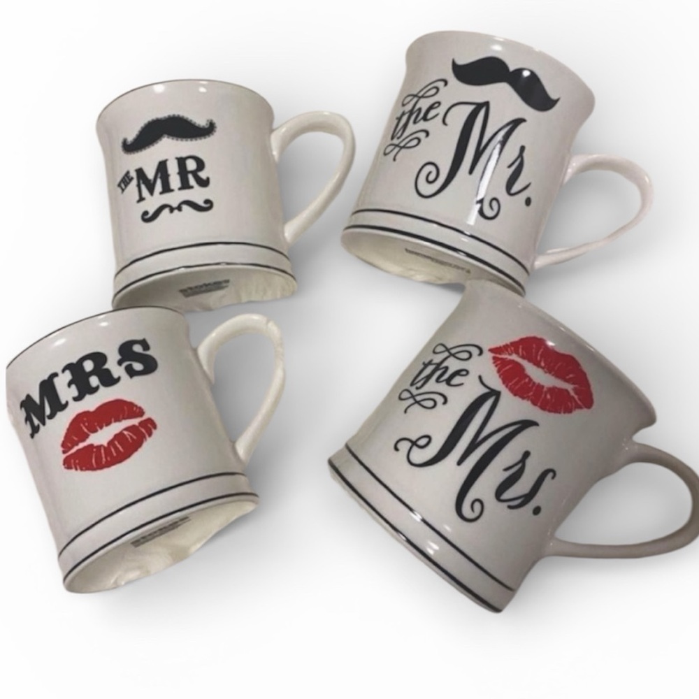Vintage Bridal wedding gift & Anniversary ceramic matching mugs X4 Bundle LOT